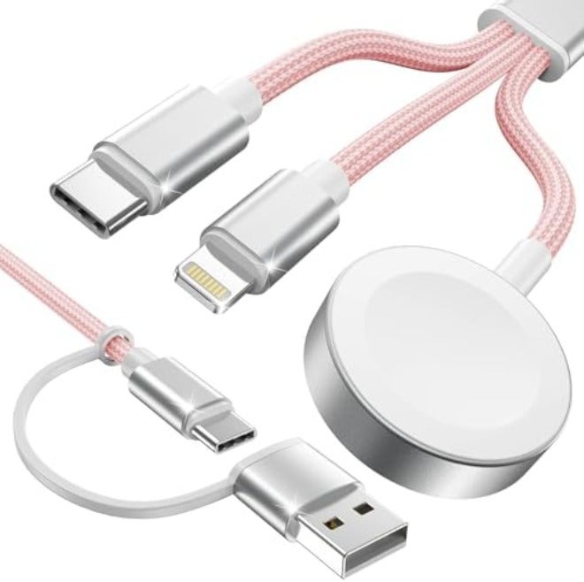 مستلزمات السفر، كابل USB‑C 3 في 2 لشحن ساعة آبل وآيفون - Image 2