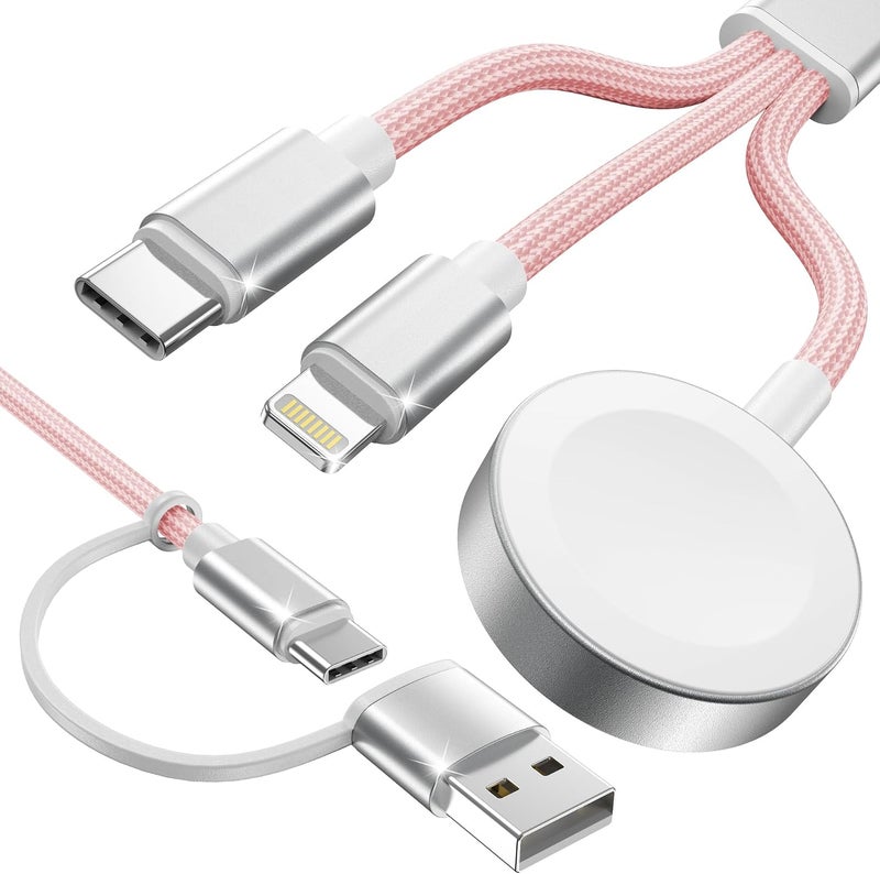 مستلزمات السفر، كابل USB‑C 3 في 2 لشحن ساعة آبل وآيفون - Image 1