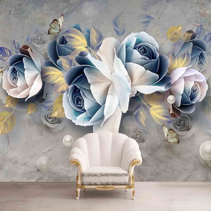 3D EMBOSSED ROSE WALL MURAL HAND PAINTED WATERCOLOR FLORAL MURAL WALLPAPER LUXURY PEARL RETRO ROSE HOME DECOR FOR LIVING ROOM BEDROOM TV BACKGROUND KIDS GIRLS ROOMS DECORATION