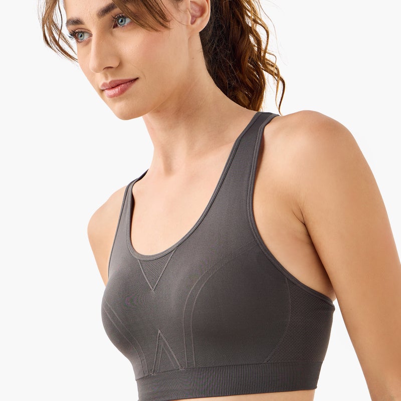 ADOT by Splash Textured Racerback Sports Bra with Scoop Neck - Image 4