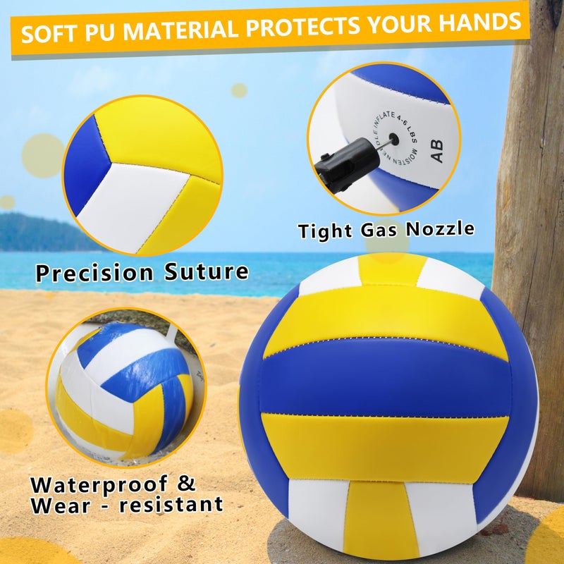 Magicorange Volleyball, 6 Pack Official Size 5 Volleyballs- PU Leather Indoor Outdoor Soft Touch Recreational Volleyballs for Beach Play, Game,Gym,Training -Includes Ball Pump (Multicolored) - Image 3