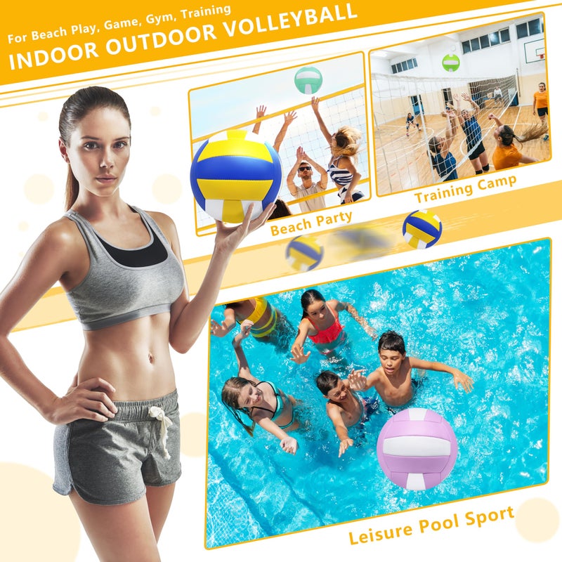 Magicorange Volleyball, 6 Pack Official Size 5 Volleyballs- PU Leather Indoor Outdoor Soft Touch Recreational Volleyballs for Beach Play, Game,Gym,Training -Includes Ball Pump (Multicolored) - Image 5