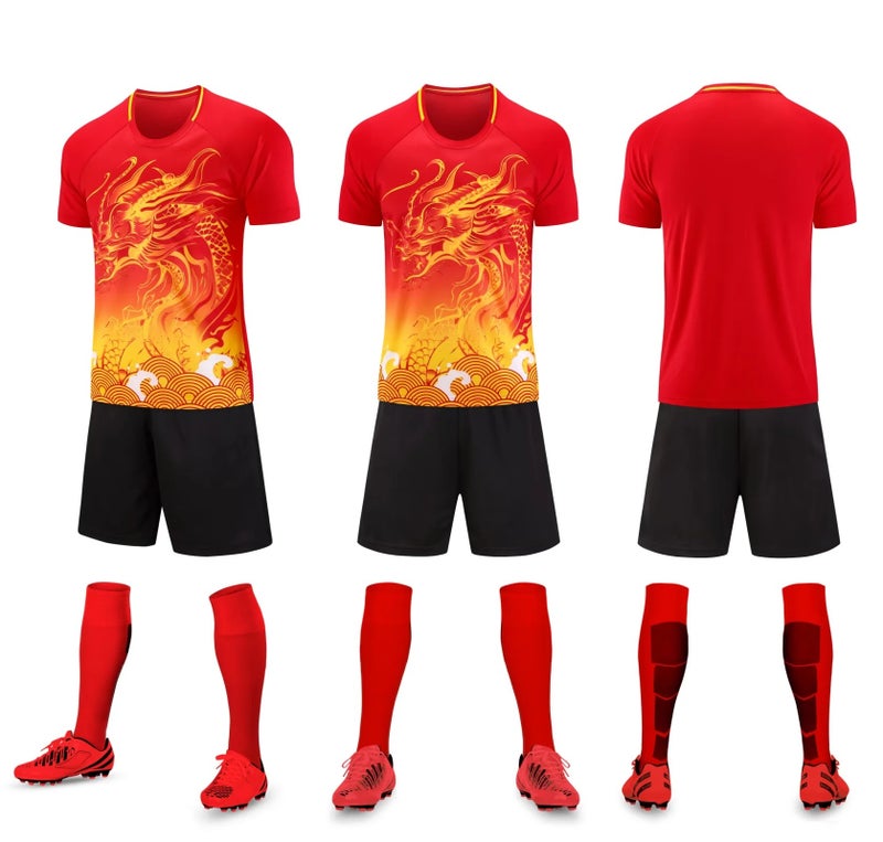 Generic 2024 New Adult Short Sleeve Soccer Jersey Set YG-A219 red 