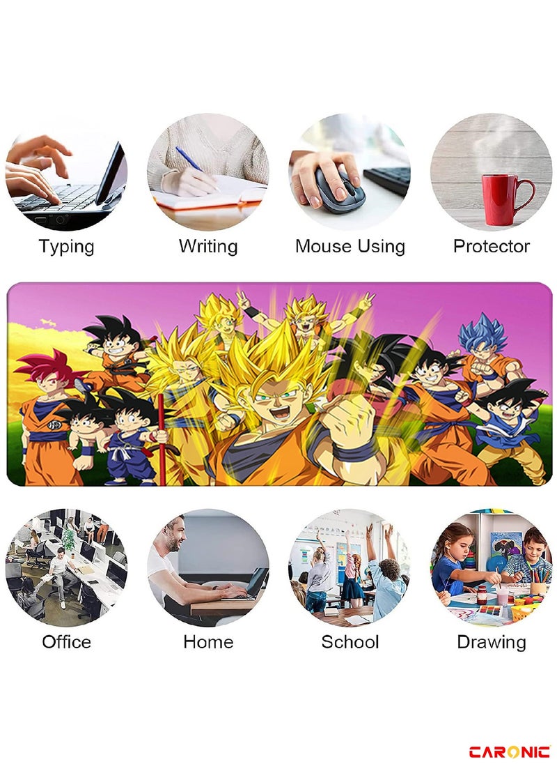 CARONIC - Large Gaming Mouse Pad with Superior Micro Weave Cloth Extended Desk Mousepad with Stitched Edges Non-Slip Base Water Resist Keyboard Pad For Gamer And Office Home DBZ 245 - Image 1