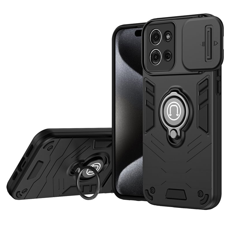 HuHa Case Cover For Motorola Moto G75 Camshield Ring Holder Phone Case(Black) - Image 1