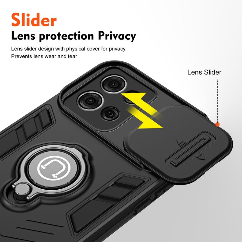 HuHa Case Cover For Motorola Moto G75 Camshield Ring Holder Phone Case(Black) - Image 3