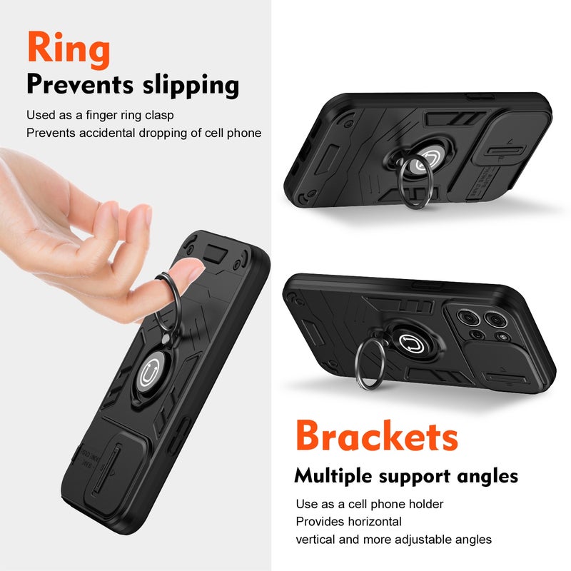 HuHa Case Cover For Motorola Moto G75 Camshield Ring Holder Phone Case(Black) - Image 2