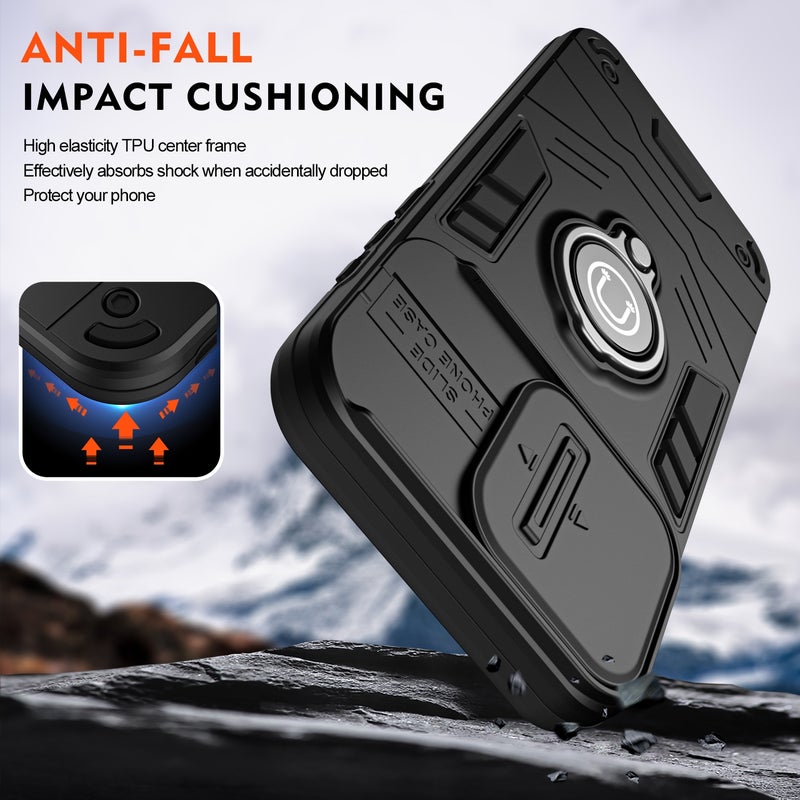 HuHa Case Cover For Motorola Moto G75 Camshield Ring Holder Phone Case(Black) - Image 5