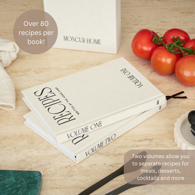 Moncur Home Recipe Book To Write In Your Own Recipes Set of 2 Blank Recipe Book Linen Beige with 2 Sticker Sheets Recipe Notebook Cookbook Recipe Journal Chef Gifts Make Your Own Notebook - Image 5