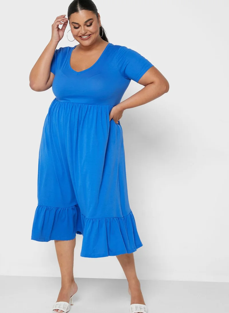 Only Carmakoma Peplum Calf Detail Dress