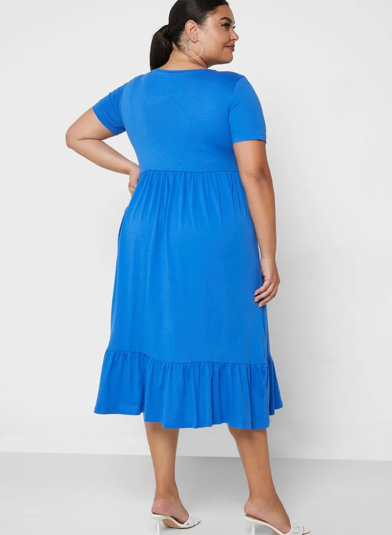 Only Carmakoma Peplum Calf Detail Dress