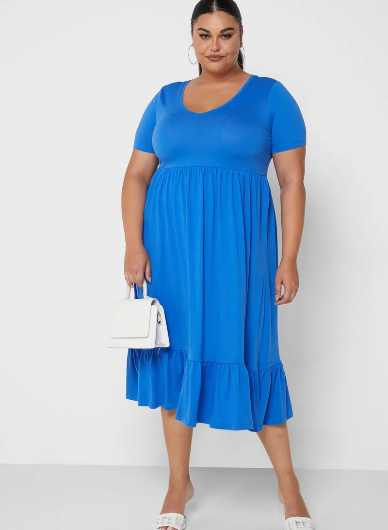 Only Carmakoma Peplum Calf Detail Dress