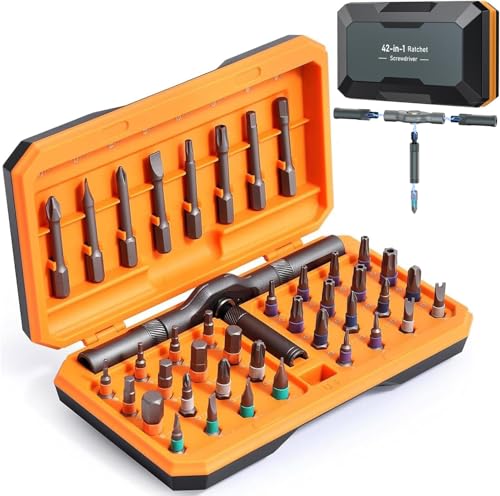AMIR 42 in 1 Magnetic Screwdriver Set, Ratchet Screwdriver Set with Multi Bit, DIY Repair Tool Kit with Versatile T Handle for Furniture, Computer, Bicycle, Electronic Repair - Image 1