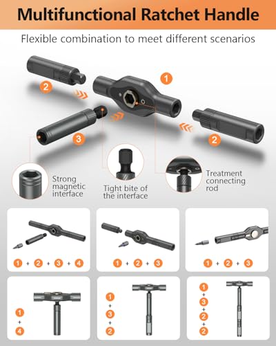 AMIR 42 in 1 Magnetic Screwdriver Set, Ratchet Screwdriver Set with Multi Bit, DIY Repair Tool Kit with Versatile T Handle for Furniture, Computer, Bicycle, Electronic Repair - Image 4