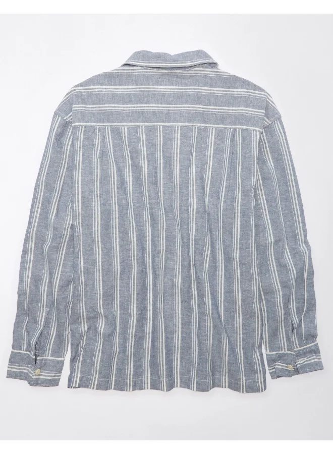 امريكان ايجل Linen-Blend Mechanic Regular Fit  Striped Shirt