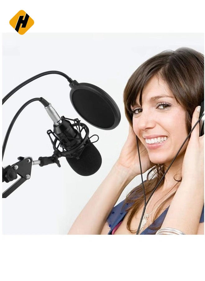 HuHa Multi-functional Live Sound Card + Microphone Kit Suspension Transmission Recording Condenser Microphone Set  - Image 2