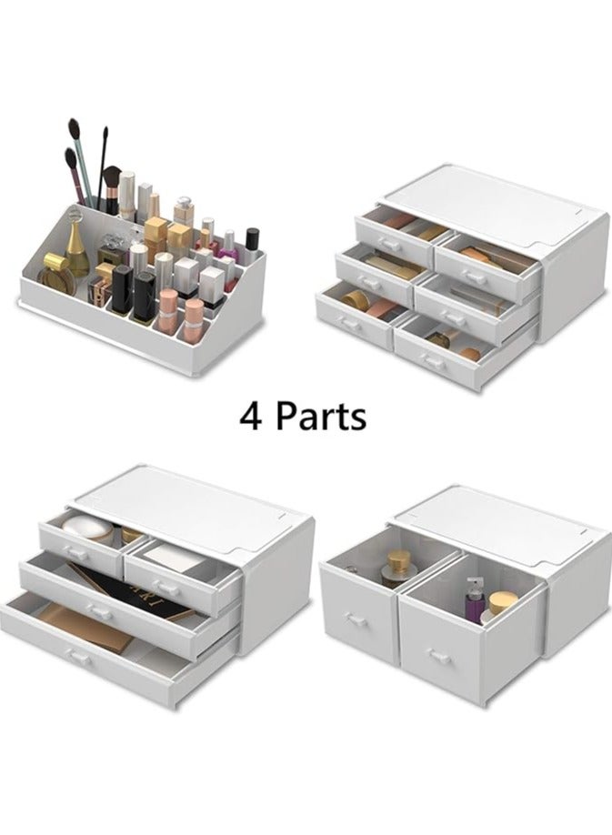 عام منظم مستحضرات التجميل، صندوق تخزين وتنظيم المكياج مع 12 درجًا، صندوق عرض لحفظ مستحضرات التجميل. - Image 3