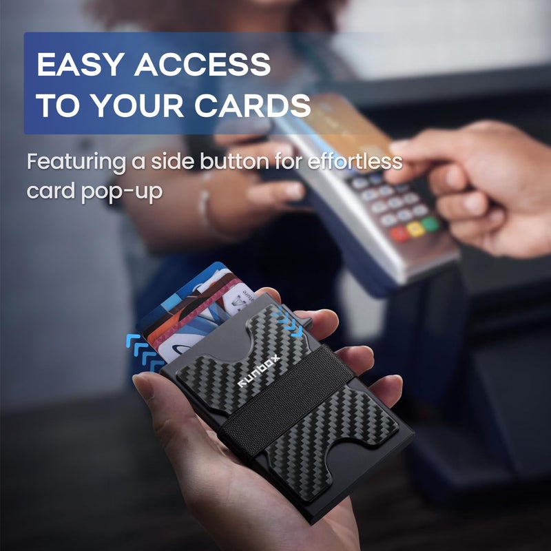 RUNBOX Slim Card Holder Wallet for Men, Minimalist RFID Blocking Wallet with Pop-Up Function, Ultra-Thin Design, Metal Business Card Cases holds 6+6 Cards, Gifts for Men, Men's Accessories - Image 3