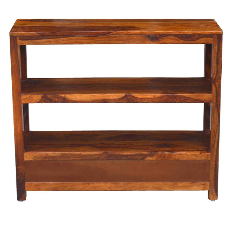 CRAFT D ARTS Wooden Bookshelf | Console Table for Living Room | Book Shelf Side Entrance Table for Home with 2 Drawers & Shelf Storage | Entryway/Foyer Table | Solid Sheesham Wood (Honey D) - Image 5