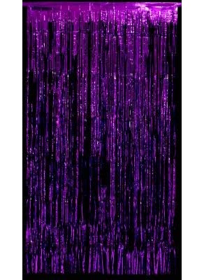 Lazybeee Lazybeee Pet Striped Foil Curtain Metallic Fringe Curtain Shimmer Curtain for Party Large Purple Pack of 4  - Image 3