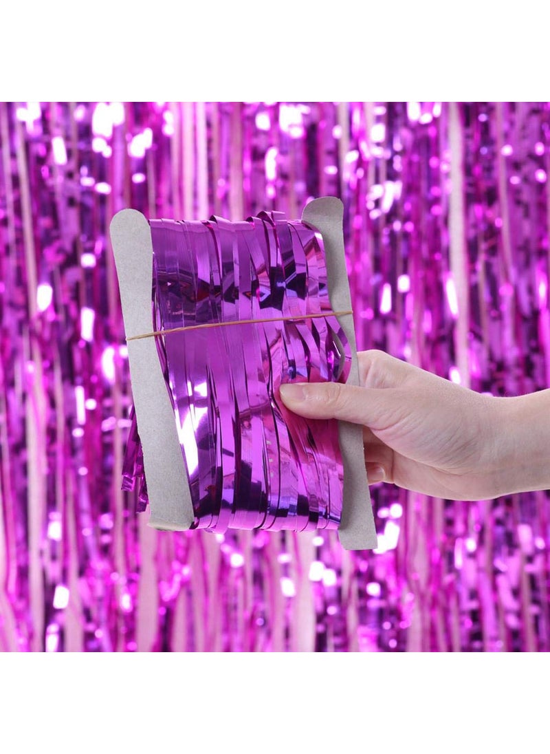 Lazybeee Lazybeee Pet Striped Foil Curtain Metallic Fringe Curtain Shimmer Curtain for Party Large Purple Pack of 4  - Image 4