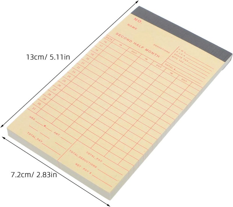 50 Sheets Time Recorder Clock Card, Top Load Time Clock Refill Cards for Employee Attendance, Work Hours Commercial Office and Payroll Records - Image 2