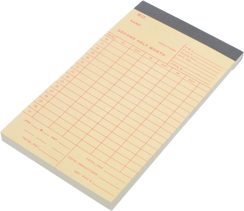 50 Sheets Time Recorder Clock Card, Top Load Time Clock Refill Cards for Employee Attendance, Work Hours Commercial Office and Payroll Records - Image 1