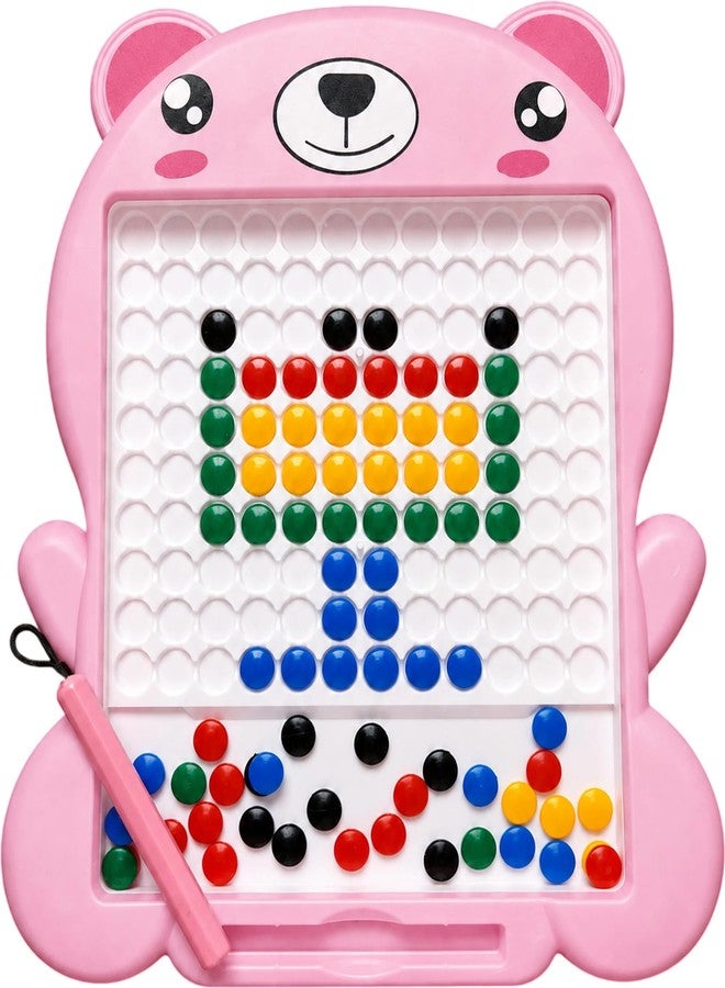 Btop® Creative Magnetic Bead Drawing Board for Kids | Bear Shape Educational Learning Toy with Magnetic Pen & Colorful Beads | Reusable Writing & Pattern Making Board (80 PCS) - Image 1