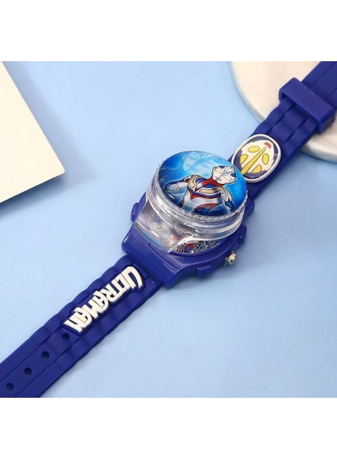 ULTRAMAN Blue Ultraman Tiga Cartoon Flip Cover Children's Watch (The Cover Can Turn) - Image 2