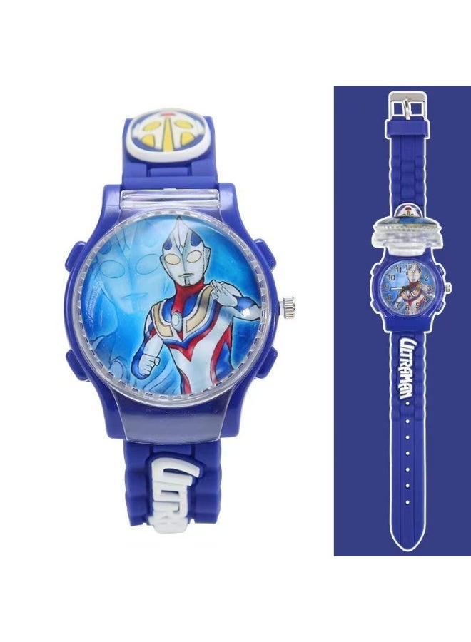 ULTRAMAN Blue Ultraman Tiga Cartoon Flip Cover Children's Watch (The Cover Can Turn) - Image 3
