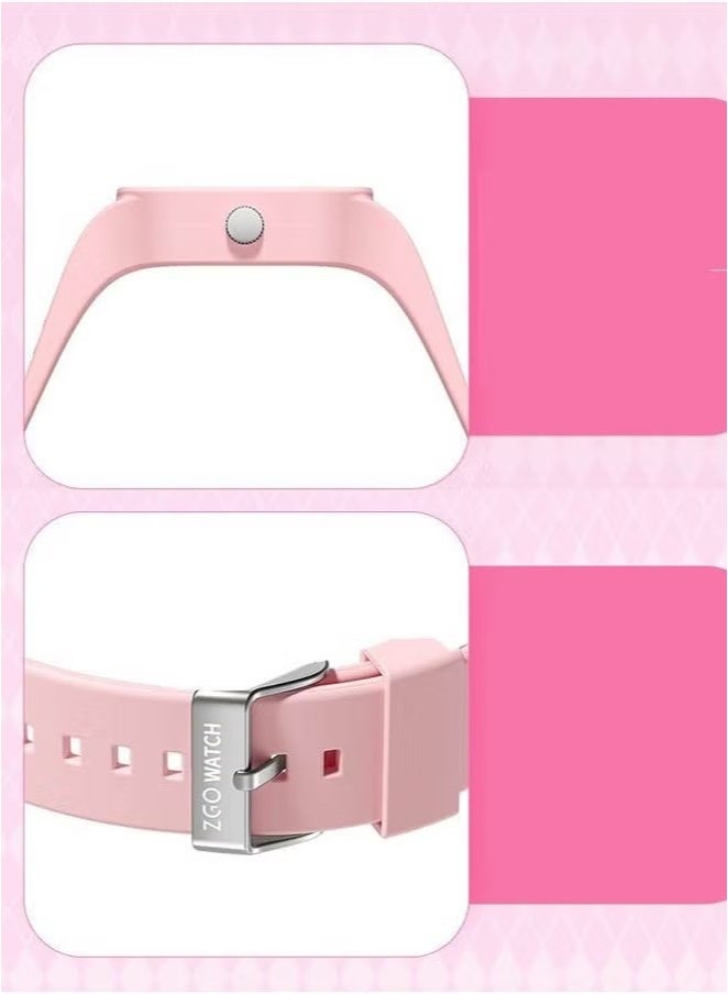 سانريو ساعة أطفال مربعة وردية اللون بنمط كرتوني من سانريو هالو كيتي بحزام من السيليكون مناسبة للأطفال من جميع الأعمار، ساعة هدية - Image 4