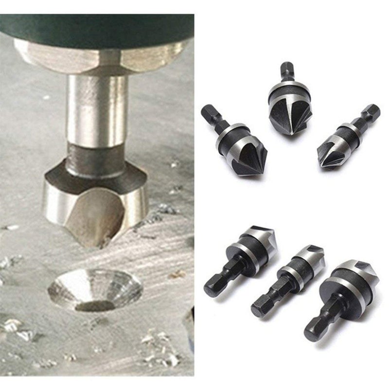 SHB SHB Hex 12 16 19Mm Countersink Power Drill Bit Bore Set for Wood Metal 14inch Set of 3  - Image 4