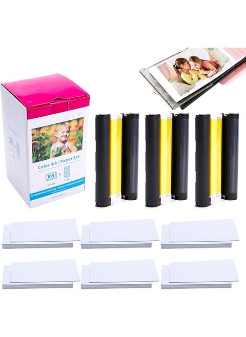 Cp1500 Paper Compatible With Canon Selphy Cp1500 Ink And Paper Kp 108In Canon Photo Printer Paper 108 Sheets 4X6 And 3 Color Ink Cartridges For Canon Selphy Cp1500 Cp1300 Cp1200 Printer