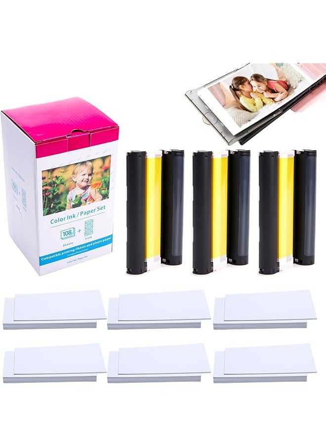 erorex - Cp1500 Paper Compatible With Canon Selphy Cp1500 Ink And Paper Kp 108In Canon Photo Printer Paper 108 Sheets 4X6 And 3 Color Ink Cartridges For Canon Selphy Cp1500 Cp1300 Cp1200 Printer - Image 1