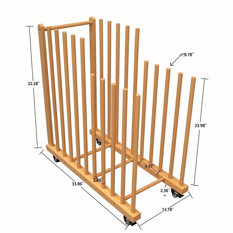 LEJITEKK Art Storage Rack,Wood Art Drying Storage Stand with Hand&Caster Wheels , Art Canvas Storage for Art Studios,Drawing Board,Printed Matter,Gallery,Artworks - Image 5