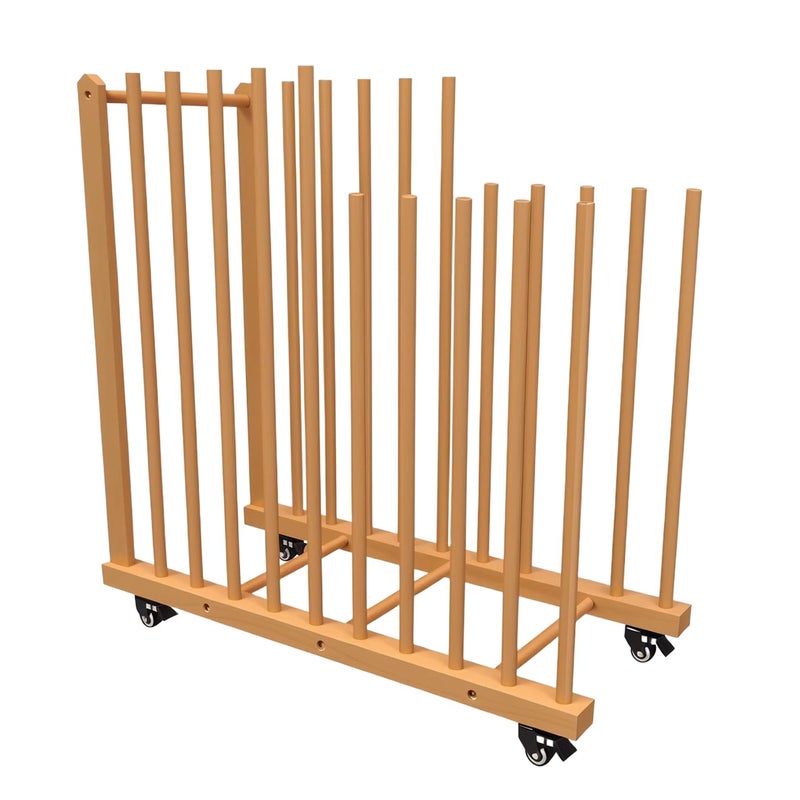 LEJITEKK Art Storage Rack,Wood Art Drying Storage Stand with Hand&Caster Wheels , Art Canvas Storage for Art Studios,Drawing Board,Printed Matter,Gallery,Artworks - Image 1