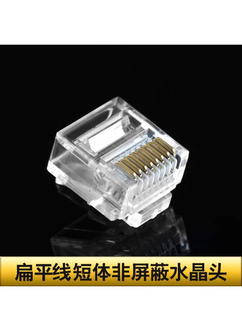 Generic Flat Ethernet Cable Short Body Crystal Head 8P8C RJ45 Gold Plated Short body non-shielded Crystal Head 