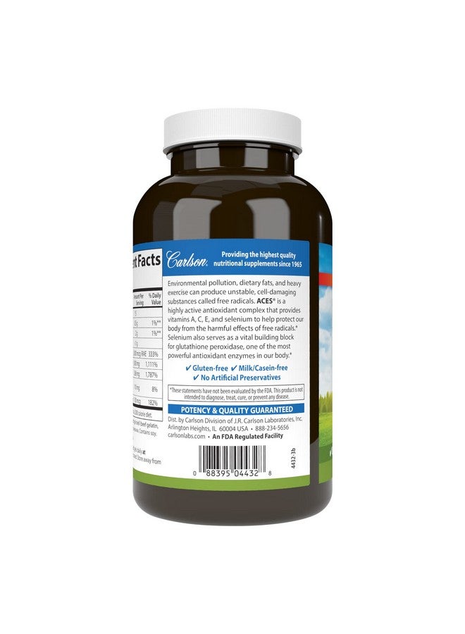 Carlson Carlson - ACES, Vitamins A, C, E + Selenium, Cellular Health & Immune Support, Antioxidant, 200 Softgels  - Image 3