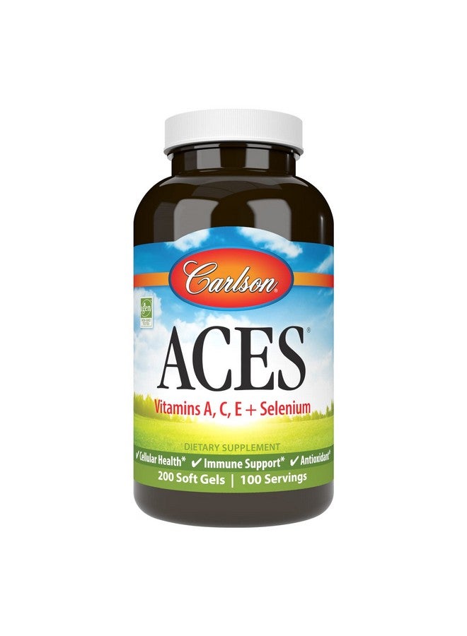 Carlson Carlson - ACES, Vitamins A, C, E + Selenium, Cellular Health & Immune Support, Antioxidant, 200 Softgels  - Image 1