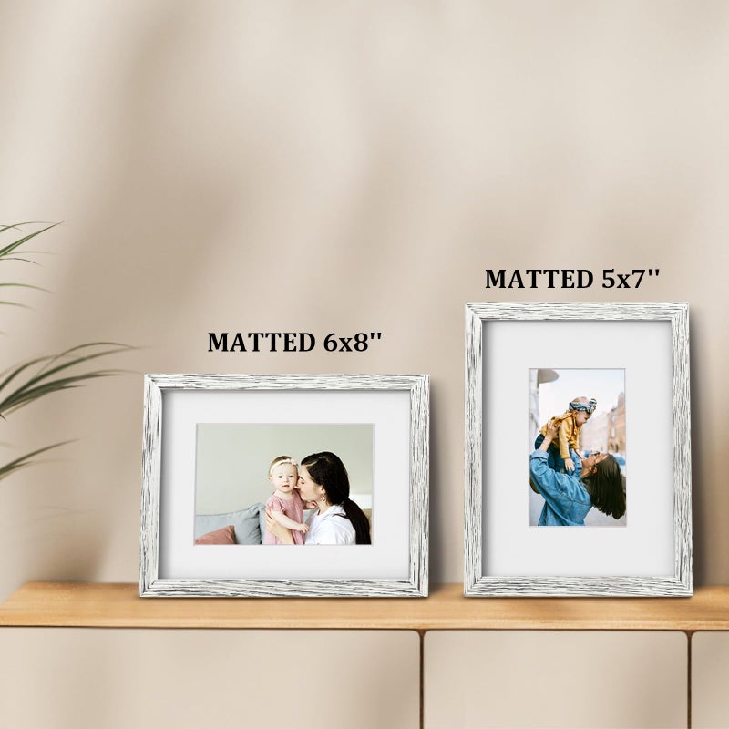Egofine 9x12 Picture Frames Made of Solid Wood with Plexiglass  Display Pictures 5x7/6x8 with Mat or 9x12 Without Mat for Tabletop and Wall Mounting  Driftwood White - Image 5