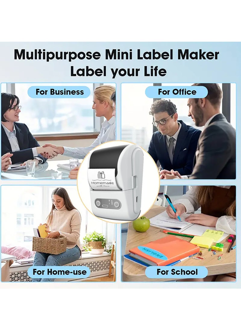 Label Maker with 50mm*60mm Thermal Tape Roll - Portable Bluetooth Label Printer (12mm-57mm Print Width) - USB Rechargeable & User-Friendly - Ideal for Office/Home/School/Commercial Use