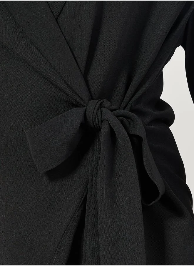ستايلي Notch Lapel Long Sleeves Wrap Top