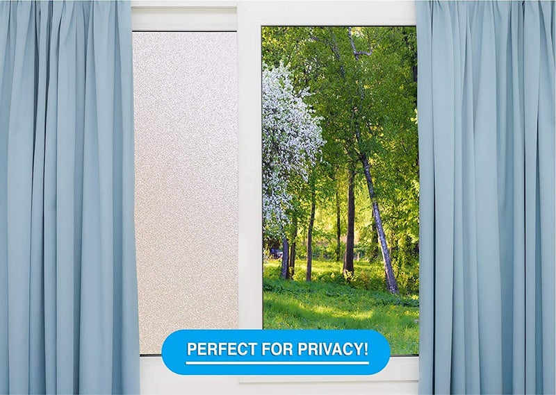 ELECSA 100% Privacy Vinyl Frosted Window Self Adhesive Glass Film Static Cling Glass Film No Glue Anti-UV Window Sticker Non Adhesive (24 Inch X 198 Inch, 100% Privacy Frosted) - Image 3