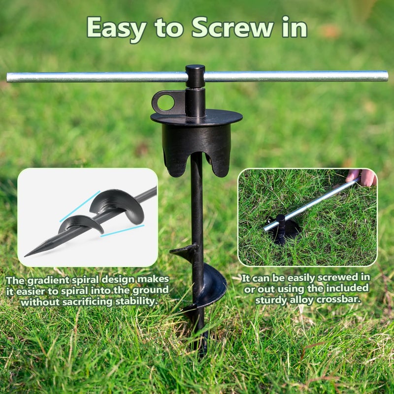 Molvyan Dog Stakes for Outside Hold up to 250Lbs Dogs Heavy Duty Tie Out Tether Leash Chain for Yard Outdoor Camping Screw in Ground Anchor Set 13 inch Black - Image 4
