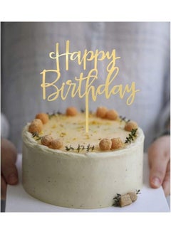 We Happy 3 Pieces Happy Birthday Cake Topper Mirrored Gold Acrylic Photo Booth Prop  - Image 4