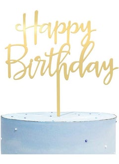 We Happy 3 Pieces Happy Birthday Cake Topper Mirrored Gold Acrylic Photo Booth Prop  - Image 2