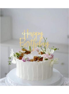 We Happy 3 Pieces Happy Birthday Cake Topper Mirrored Gold Acrylic Photo Booth Prop  - Image 5
