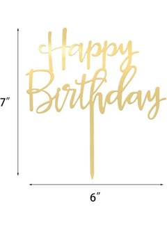 We Happy 3 Pieces Happy Birthday Cake Topper Mirrored Gold Acrylic Photo Booth Prop  - Image 3