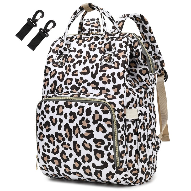 Yusudan Leopard Diaper Bag Backpack for Baby Boys Girls Yusudan Waterproof Large Nappy Bags for Mom Dad - Image 2