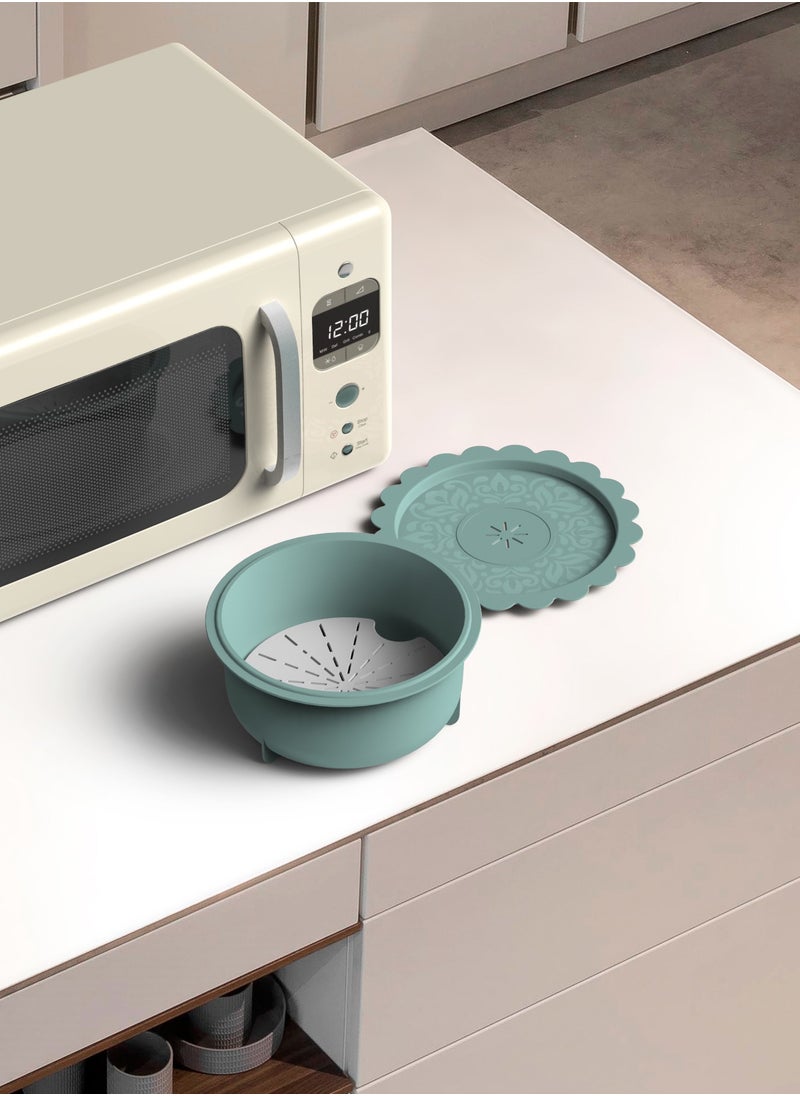 Biesse Plastic Multipurpose Pot For Microwave Color Light Green 1.3L  - Image 2